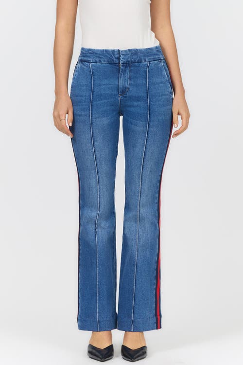 Dear John Florence Mid Rise Side Stripe Bootcut Jeans In Blue