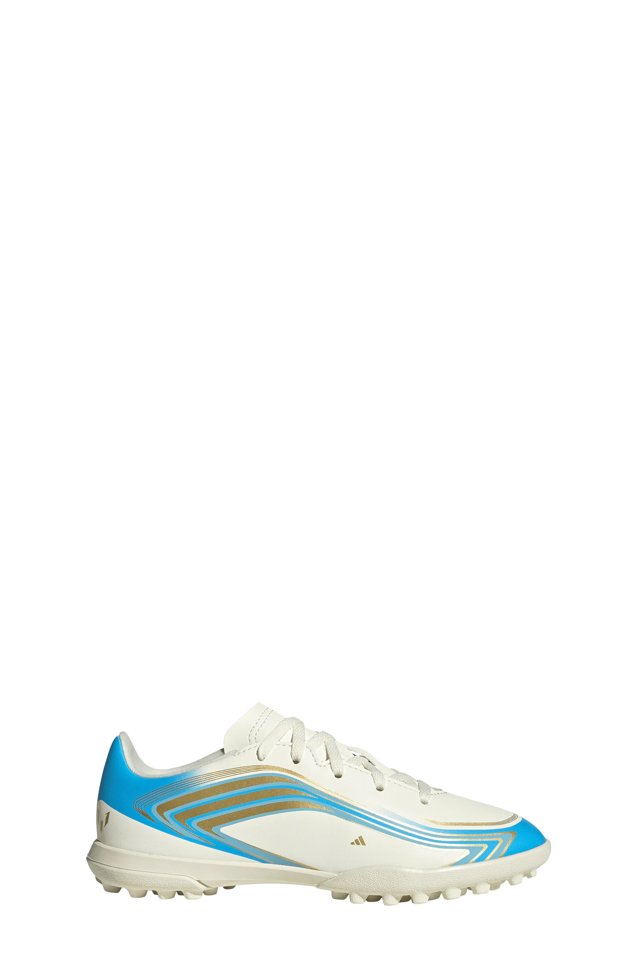 Kids' F50 Messi Club Turf Soccer Shoe, Alternate, color, IVORY/ SEMI BLUE / ICEY BLUE