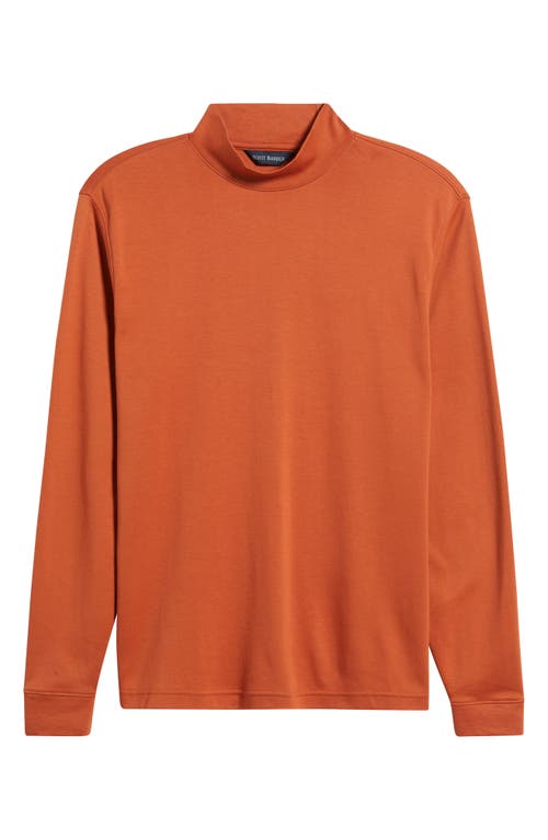 Scott Barber Pima Cotton Interlock Mock Neck Top In Orange