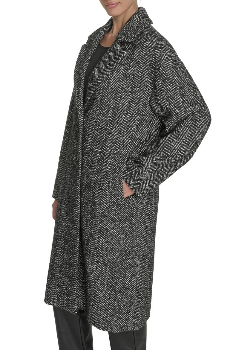 Longline Coat, Alternate, color, BLACK HOUNDSTOOTH