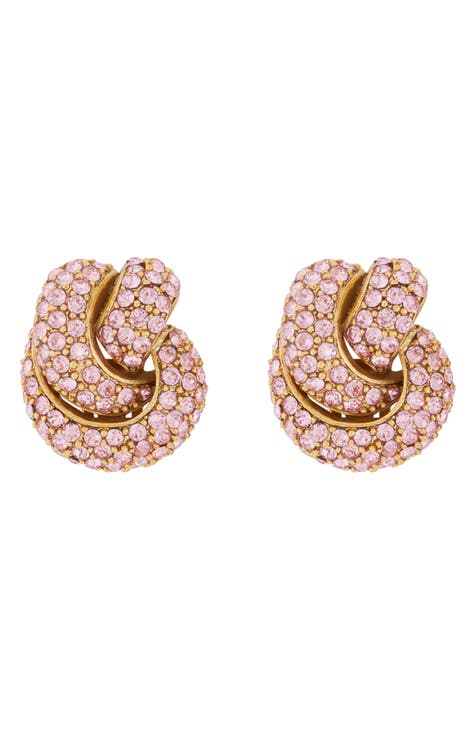 18K Oscar De La Renta Rose Clear Taupe Swarovski Crystals Clip on Drop hotsell Earrings