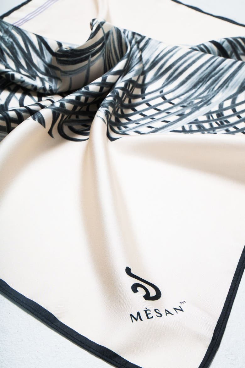 Mesan Organic Square Mulberry Silk Scarf, Alternate, color, Black and Neutrals