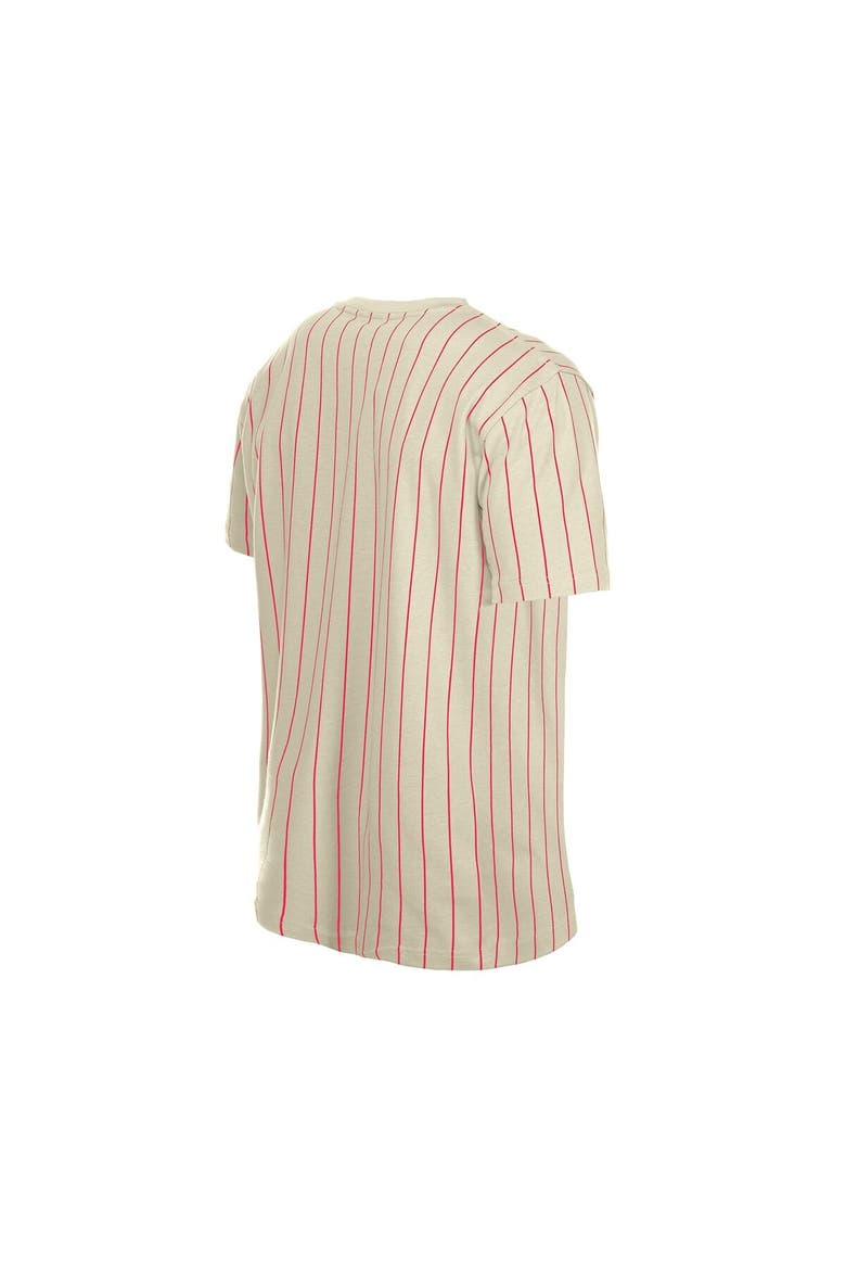 Men's New Era Cream Japan Baseball Throwback Meshback Pinstripe T-Shirt, Alternate, color, Cream