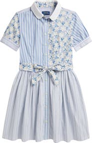 Polo Ralph Lauren Kids' Mixed Print Cotton Shirtdress