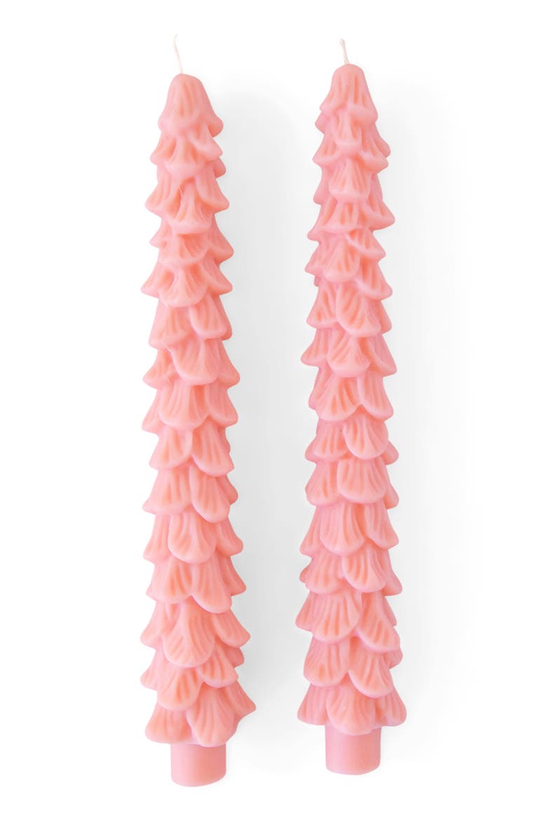 Holiday Tree Taper Candles, Main, color, Pink