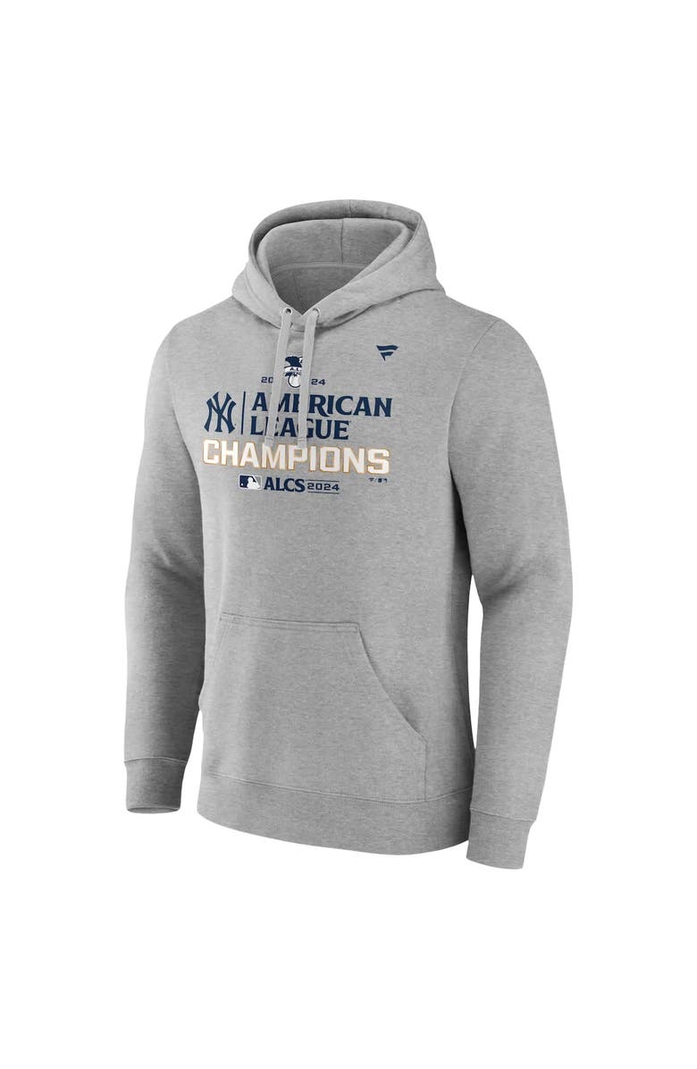 FANATICS Men's Fanatics Heather Gray New York Yankees 2024 American League Champions Locker Room Pullover Hoodie, Alternate, color, 