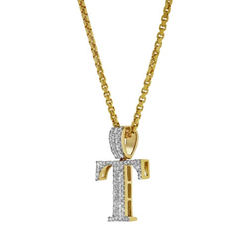 Luvmyjewelry T Initial Diamond Pendant 10k Yellow Gold In 10k Yellow Gold