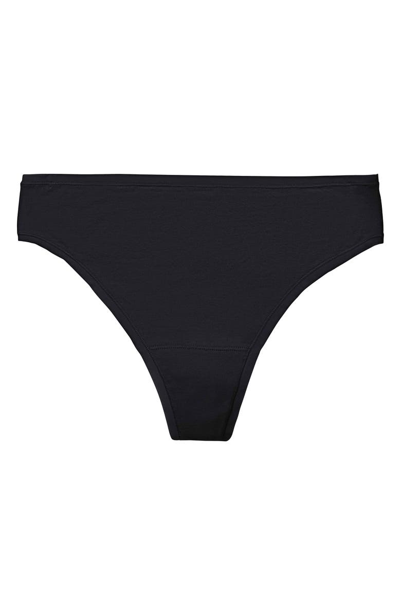 Natori Bliss Bare Stretch Cotton Thong, Alternate, color, Black
