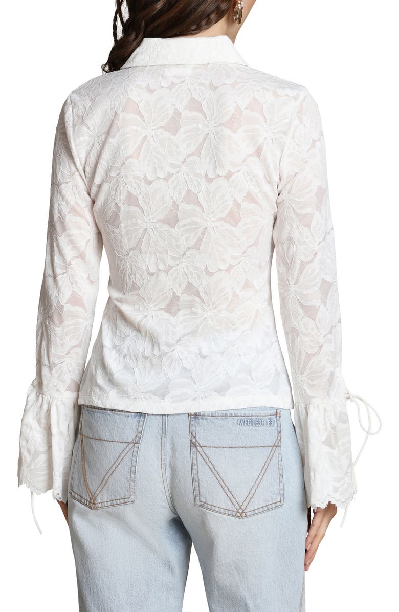 Avec Les Filles Flare Cuff Button-Up Shirt, Alternate, color, White