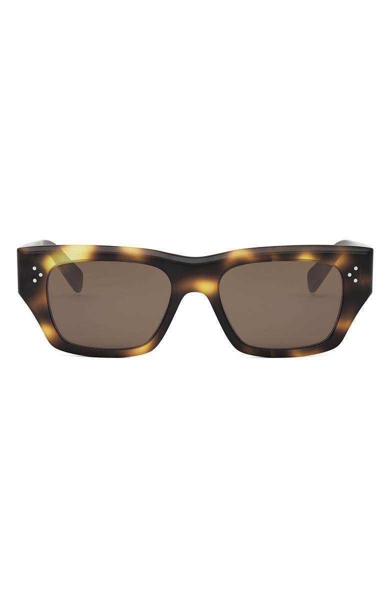 CELINE Bold 3 Dots 53mm Geometric Sunglasses, Main, color, Blonde Havana / Brown