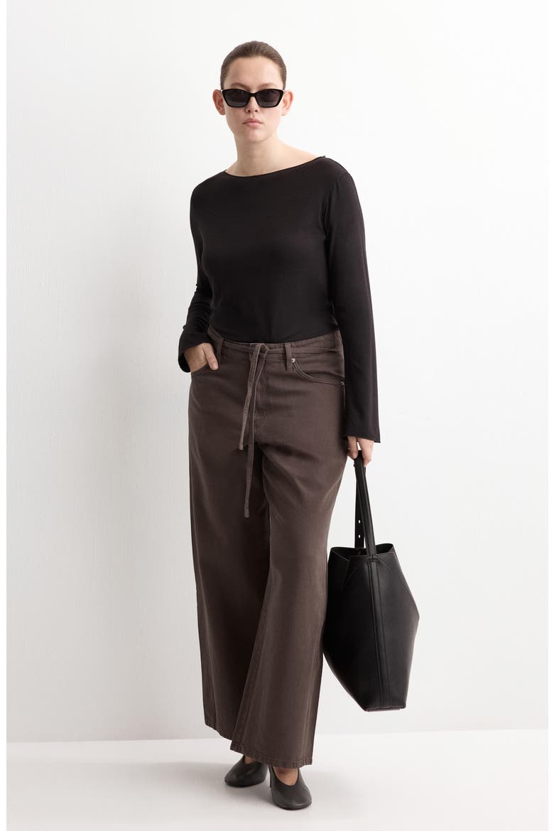 Belted Wide Leg Jeans, Alternate, color, CHOCOLATE