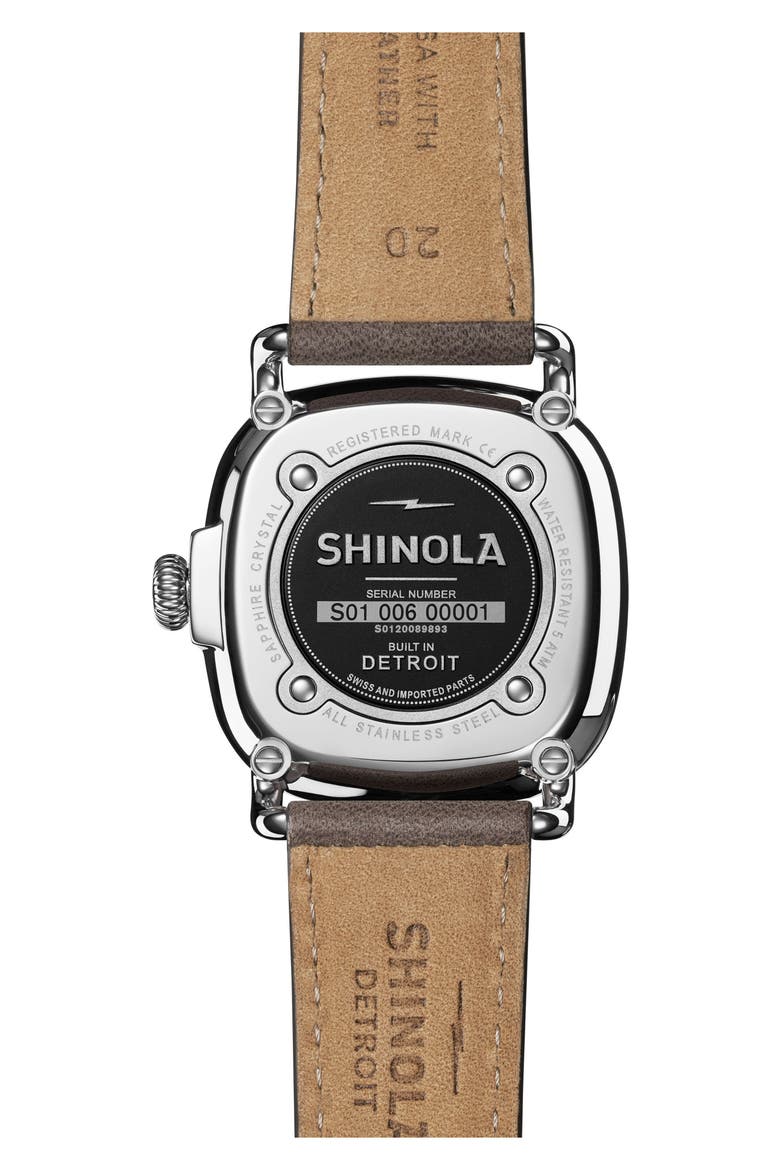 The Guardian Leather Strap Watch, 36mm, Alternate, color, GREY/ NUDE PINK/ SILVER