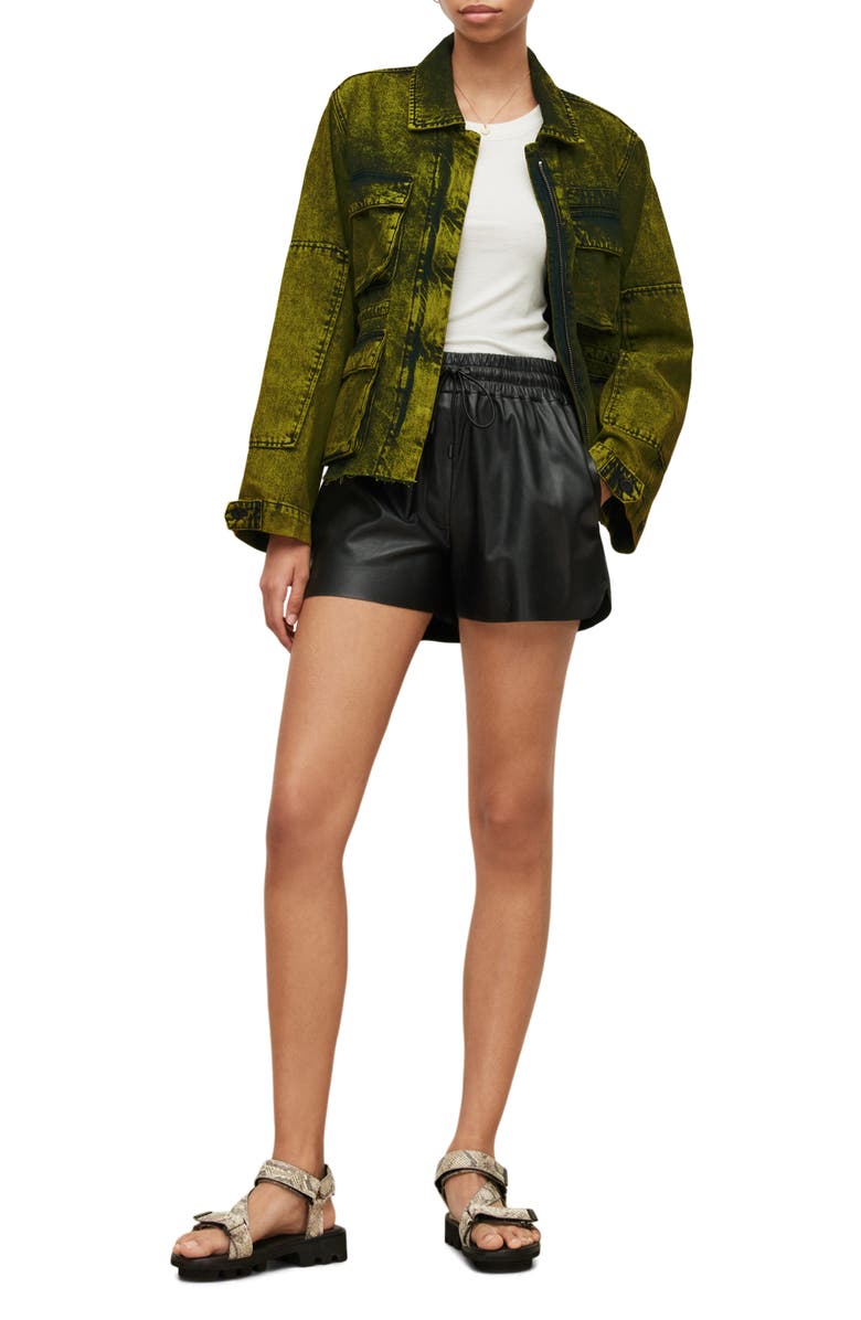 AllSaints Finch Acid Wash Denim Military Jacket, Alternate, color,