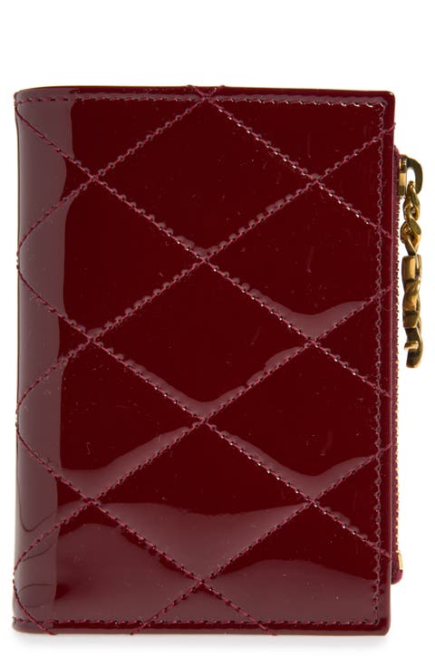 Cassandre Bijou Diamond Quilted Patent Leather Bifold Wallet