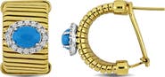 Julianna B. Turquoise & Cubic Zirconia Hoops Earrings