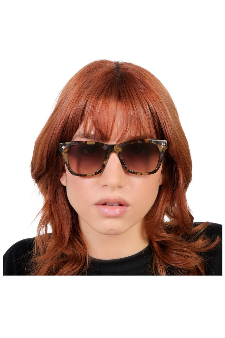 Hibiscus Sunglasses, Alternate, color, Brown Marble