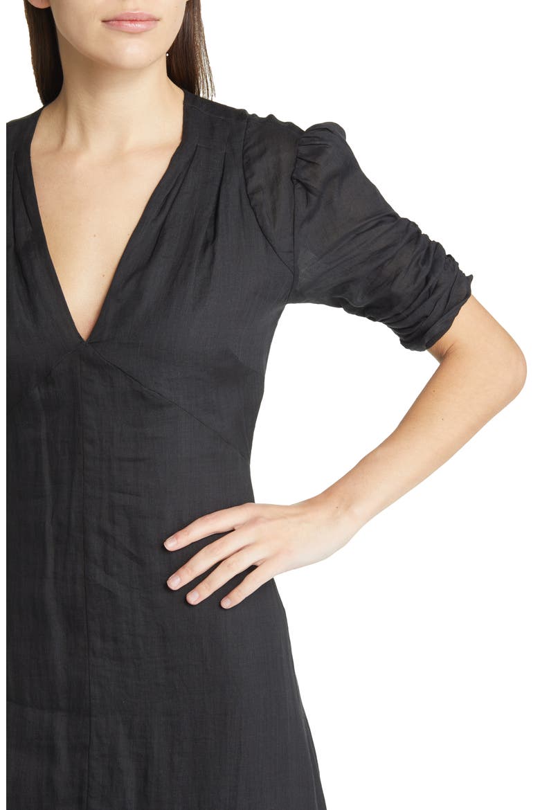 Shirred Ramie Maxi Dress, Alternate, color, NOIR