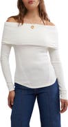Free People Iris Off the Shoulder Long Sleeve Cotton Blend Knit Top