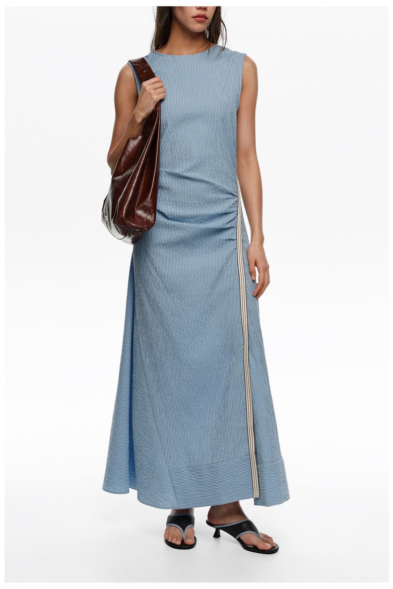 Sleeveless Dress With Striped Overlay Strap, Alternate, color, LIGHT BLUE