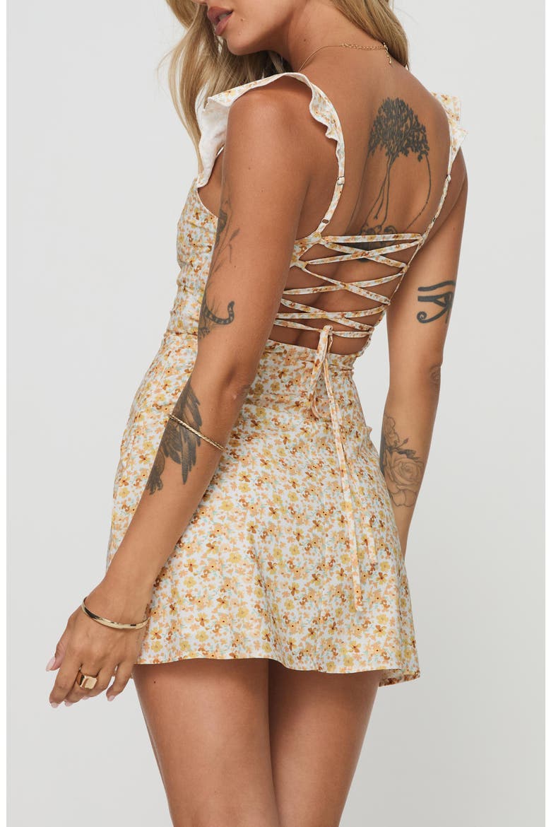 Landon Floral Print Minidress, Alternate, color, YELLOW