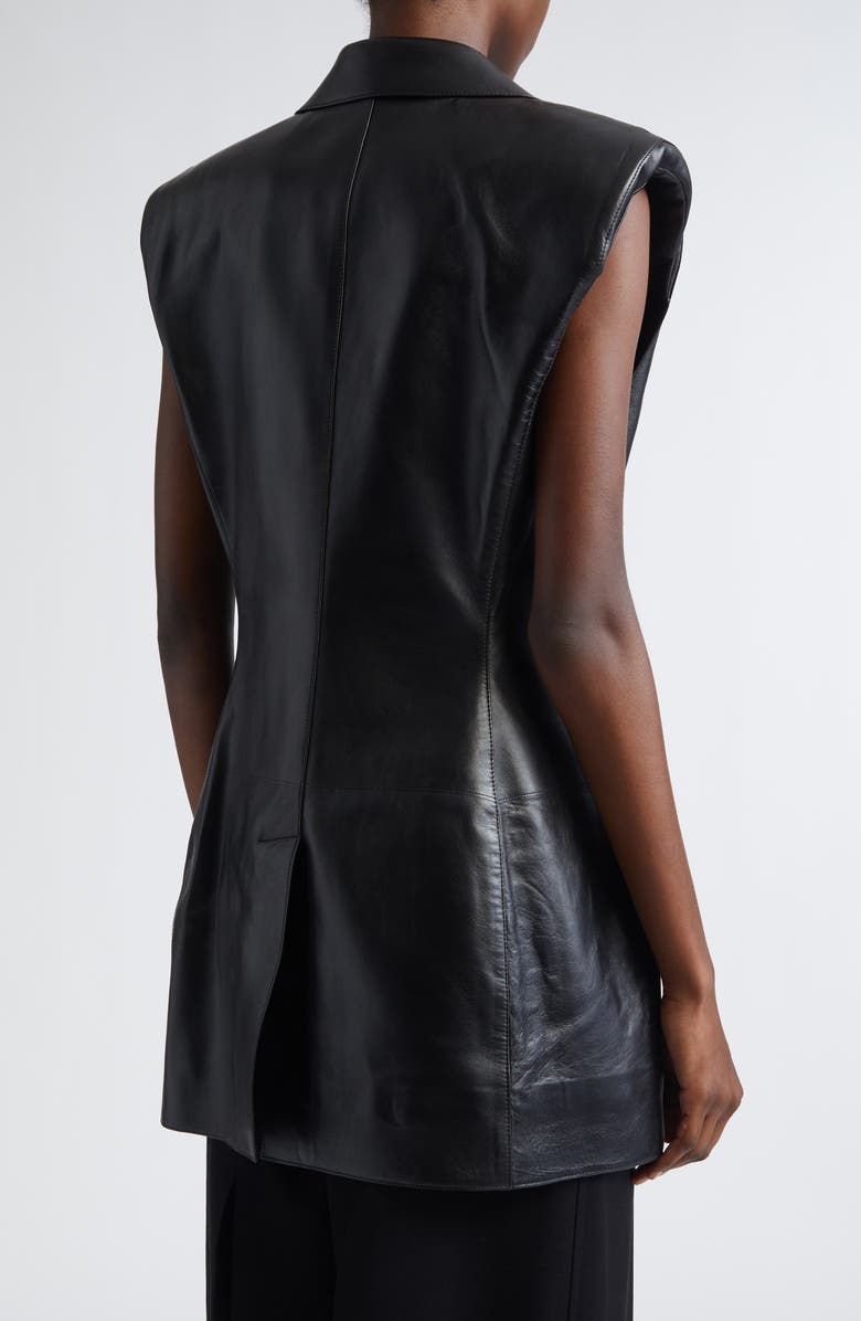 Givenchy Double Breasted Sleeveless Leather Blazer, Alternate, color,