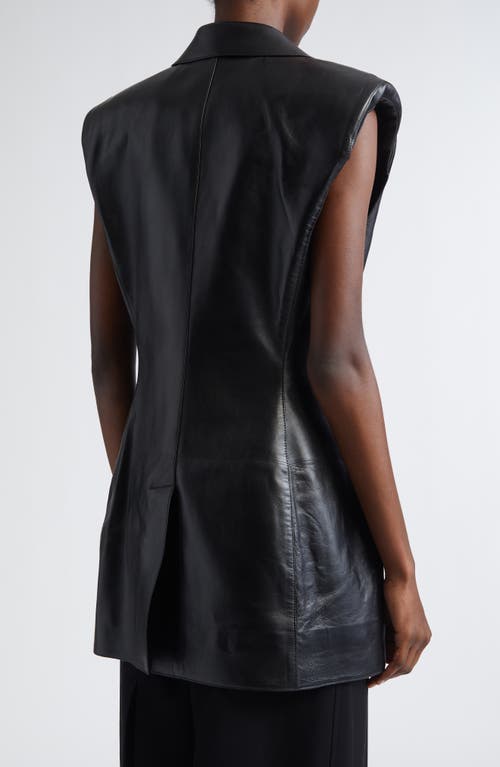 Givenchy Double Breasted Sleeveless Leather Blazer In Black