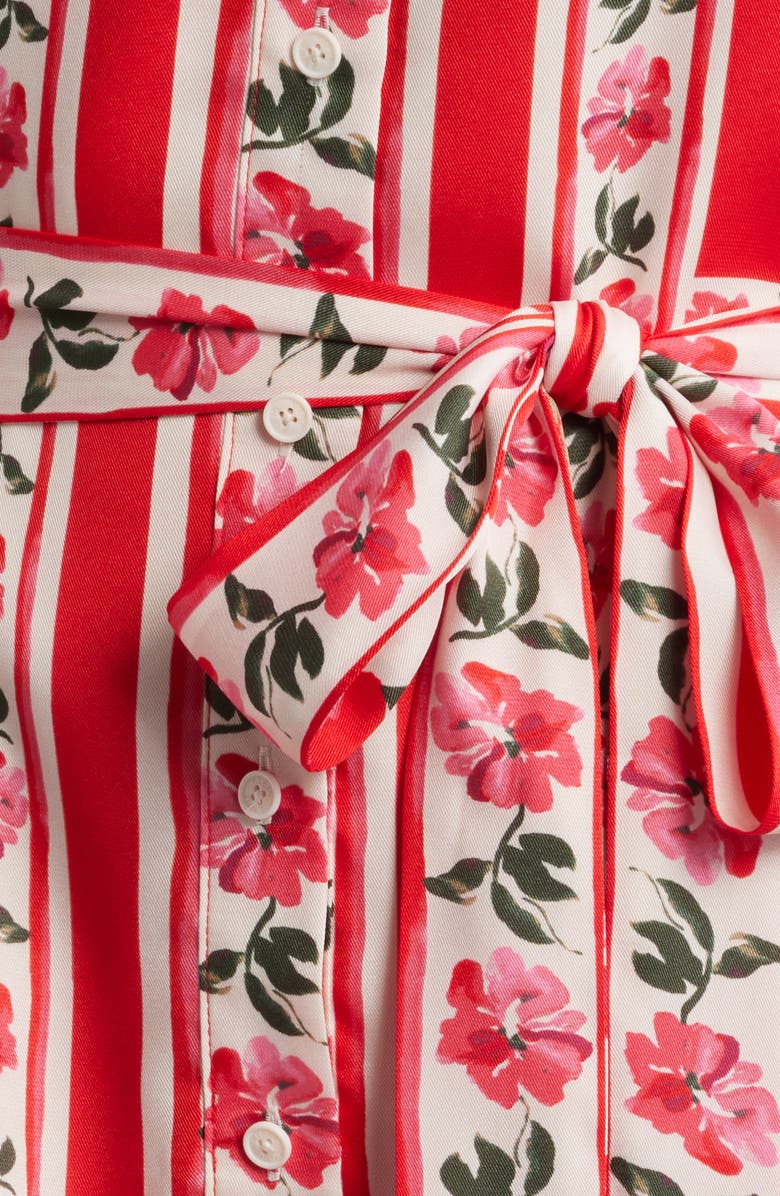 Anne Klein Tiered Tie Waist Long Sleeve Dress, Alternate, color, Poppy Multi