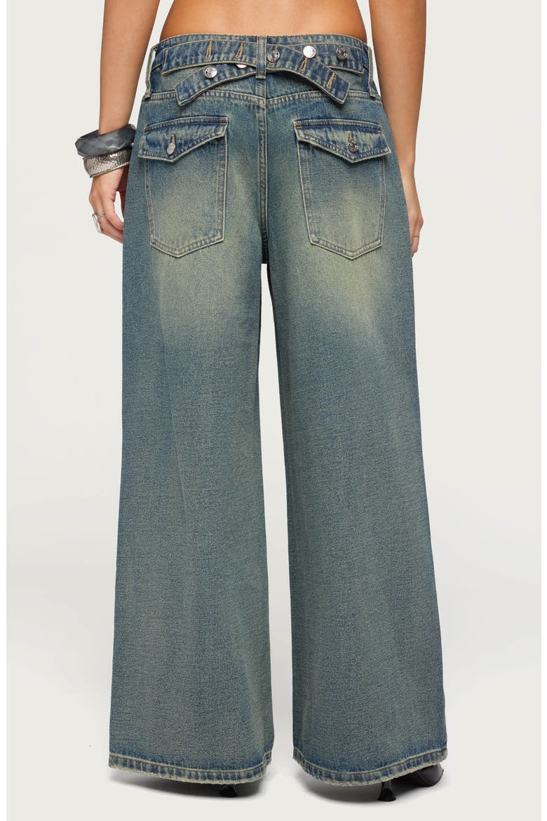 Adjustable Low Rise Baggy Jeans, Alternate, color, DARK-BLUE
