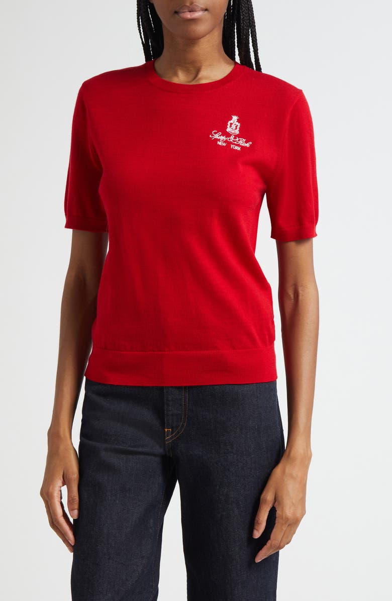 Sporty & Rich Vendome Merino Wool Sweater, Main, color, Dark Red