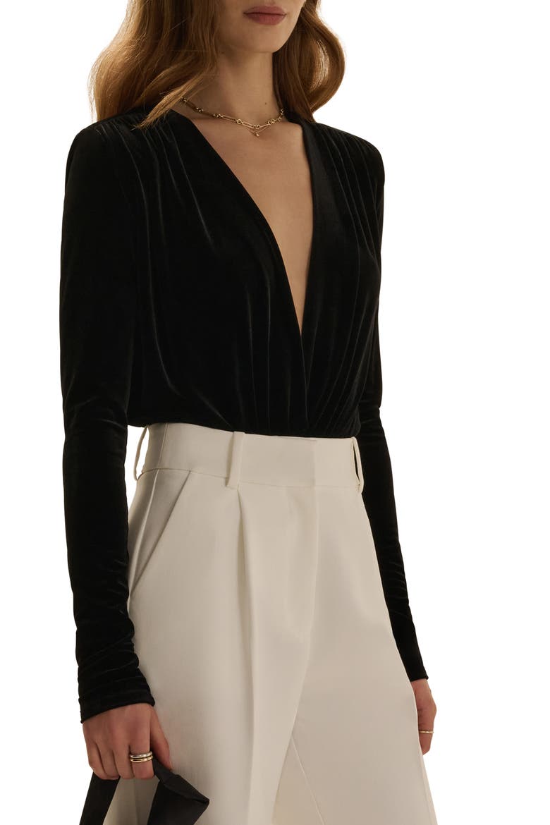 The Velvet Date Bodysuit, Main, color, BLACK