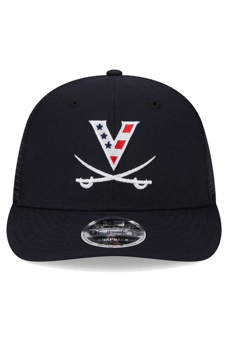 Men's New Era Navy Virginia Cavaliers Red, White & Hoo Low Profile Trucker 9FIFTY Adjustable Hat, Alternate, color, Navy