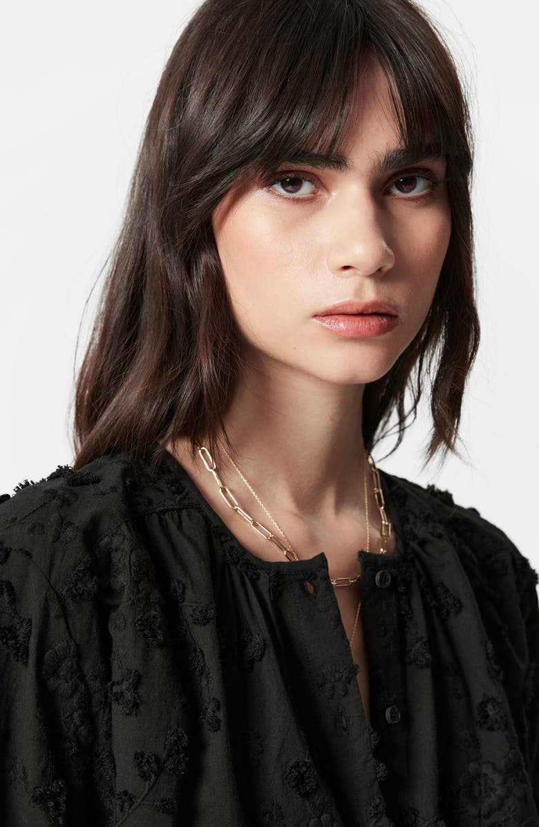 & Other Stories Floral Jacquard Cotton Button-Up Shirt, Alternate, color, Black