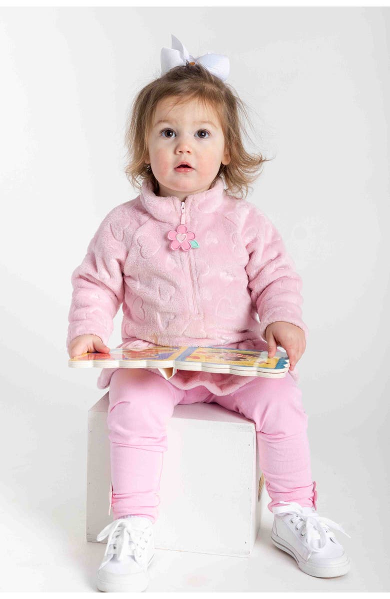 Florence Eiseman Heart Fleece Top With Flowers, Alternate, color, Pink