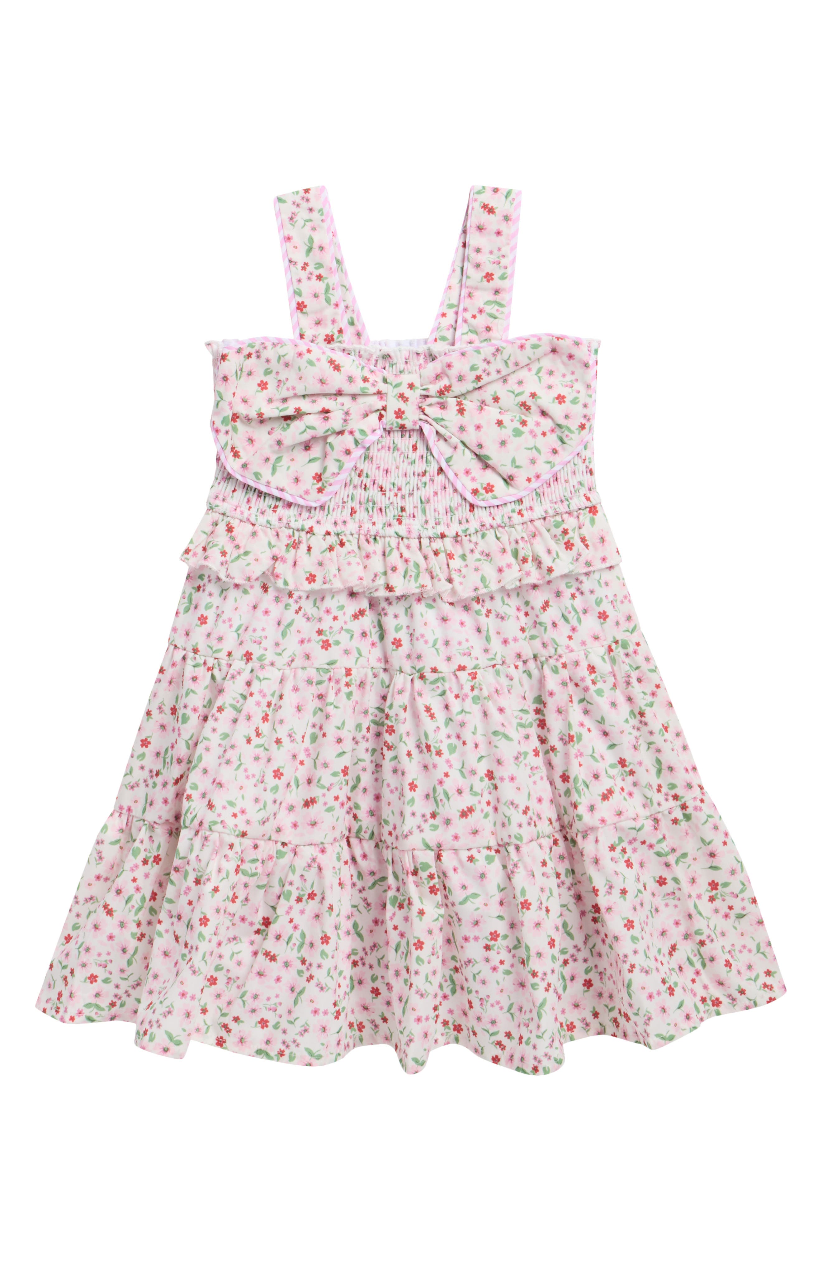 Sara Sara Kids' Floral Print Bow Tiered Dress
