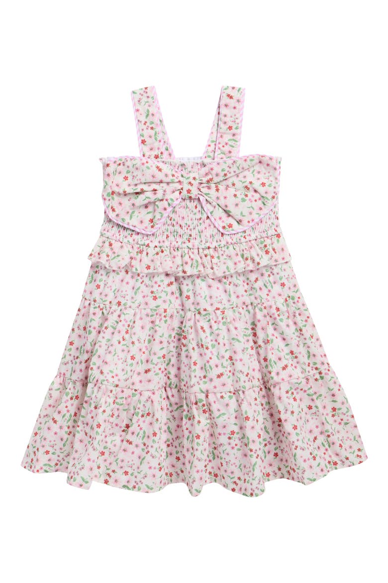 Kids' Floral Print Bow Tiered Dress, Main, color, PINK MULTI