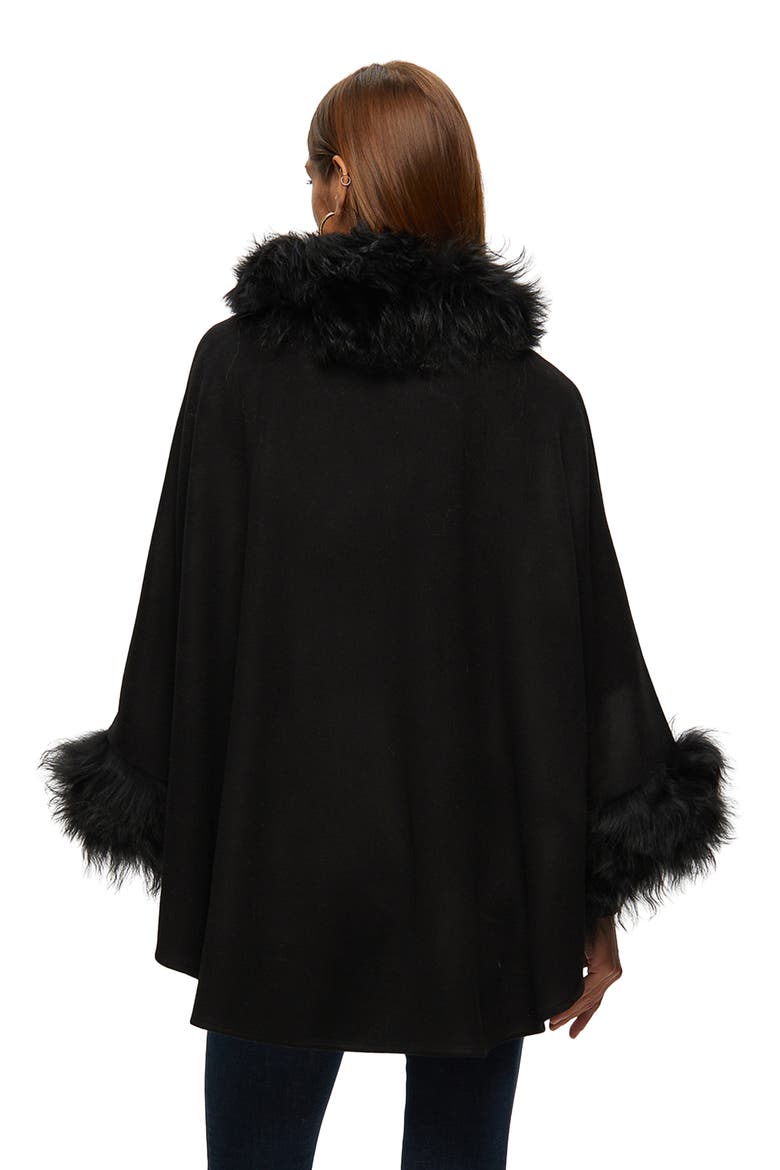Wool And Cashmere Blend Cape With Trim, Alternate, color, BLACK