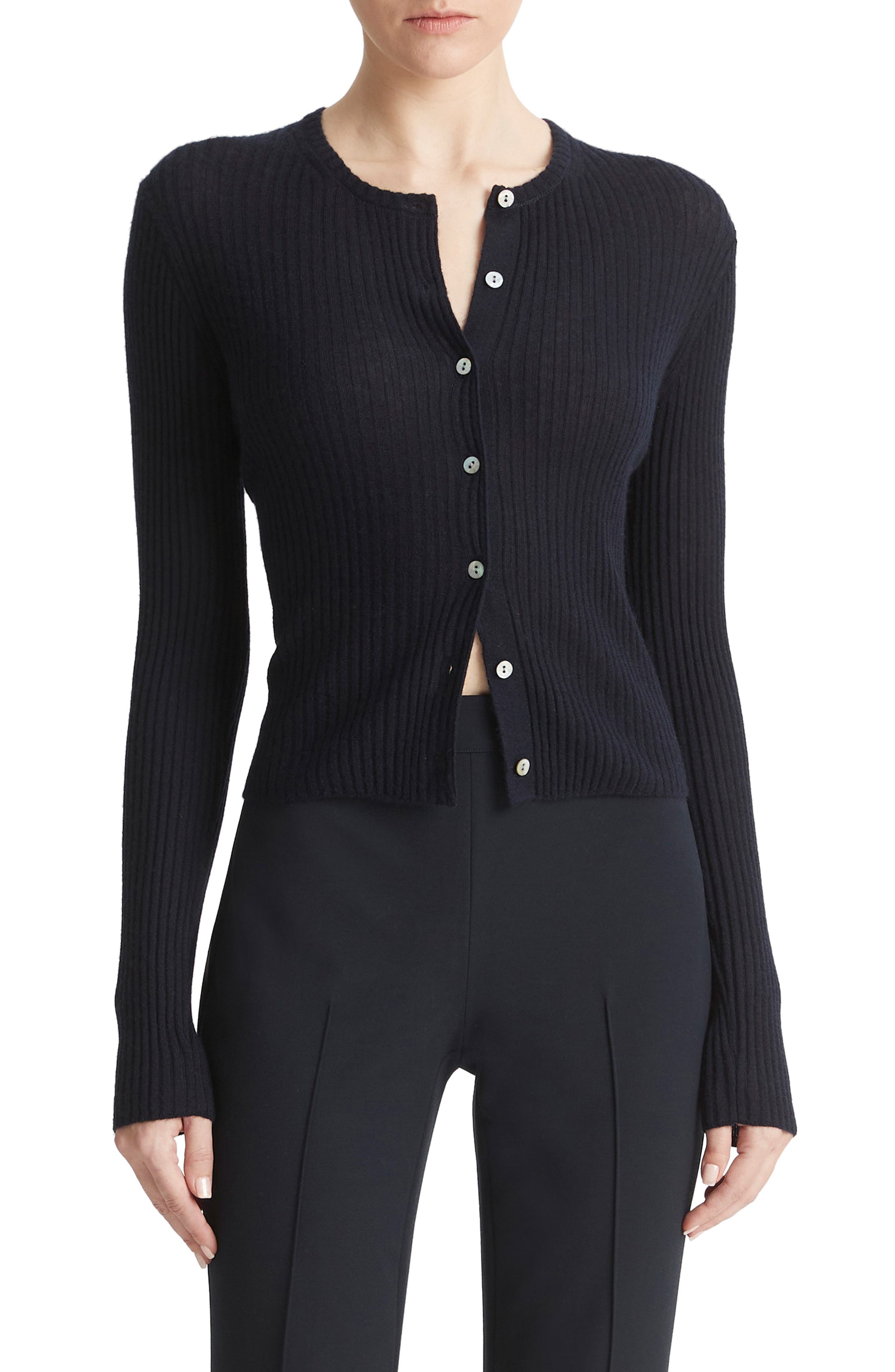 Vince Cashmere & Silk Rib Cardigan