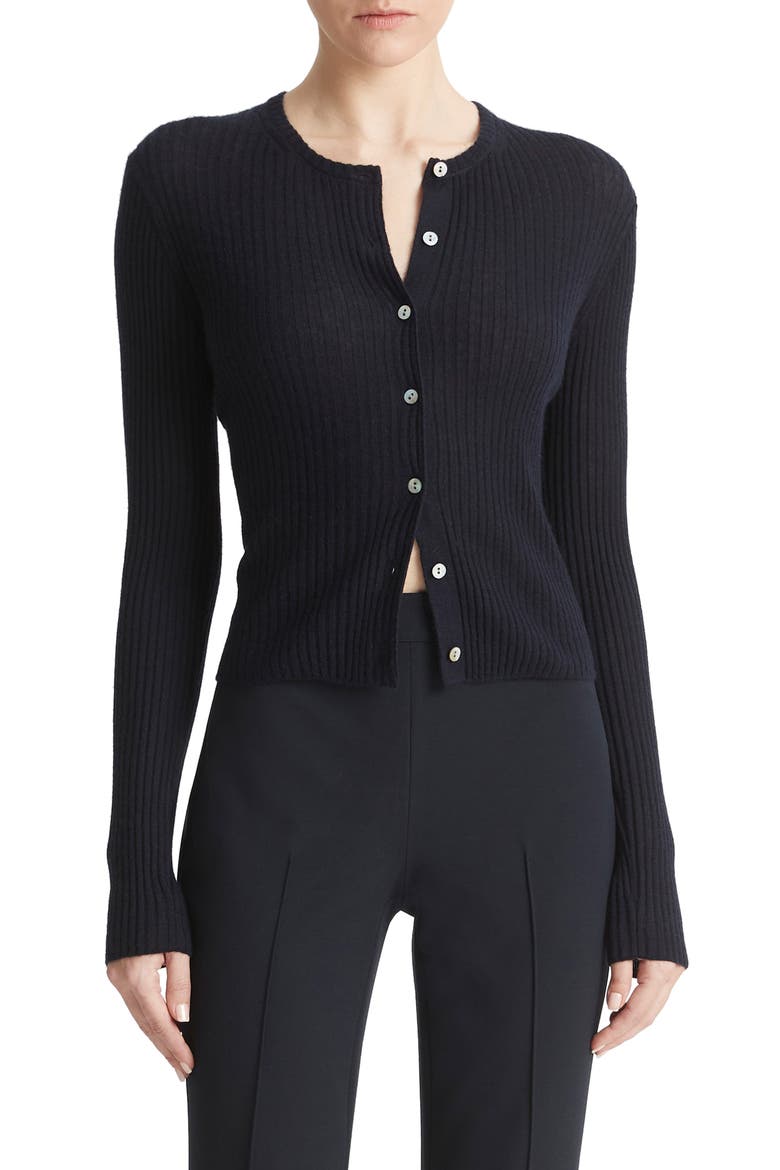Cashmere & Silk Rib Cardigan, Main, color, COASTAL