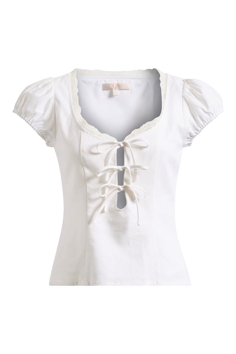 Cara Lace-Up Top, Alternate, color, IVORY