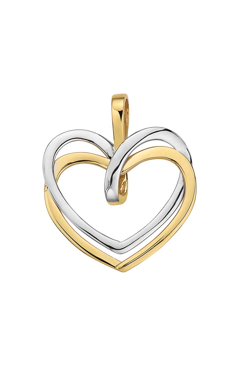 BEST SILVER 14K Gold Two-Tone Interlocking Hearts Pendant, Main, color,