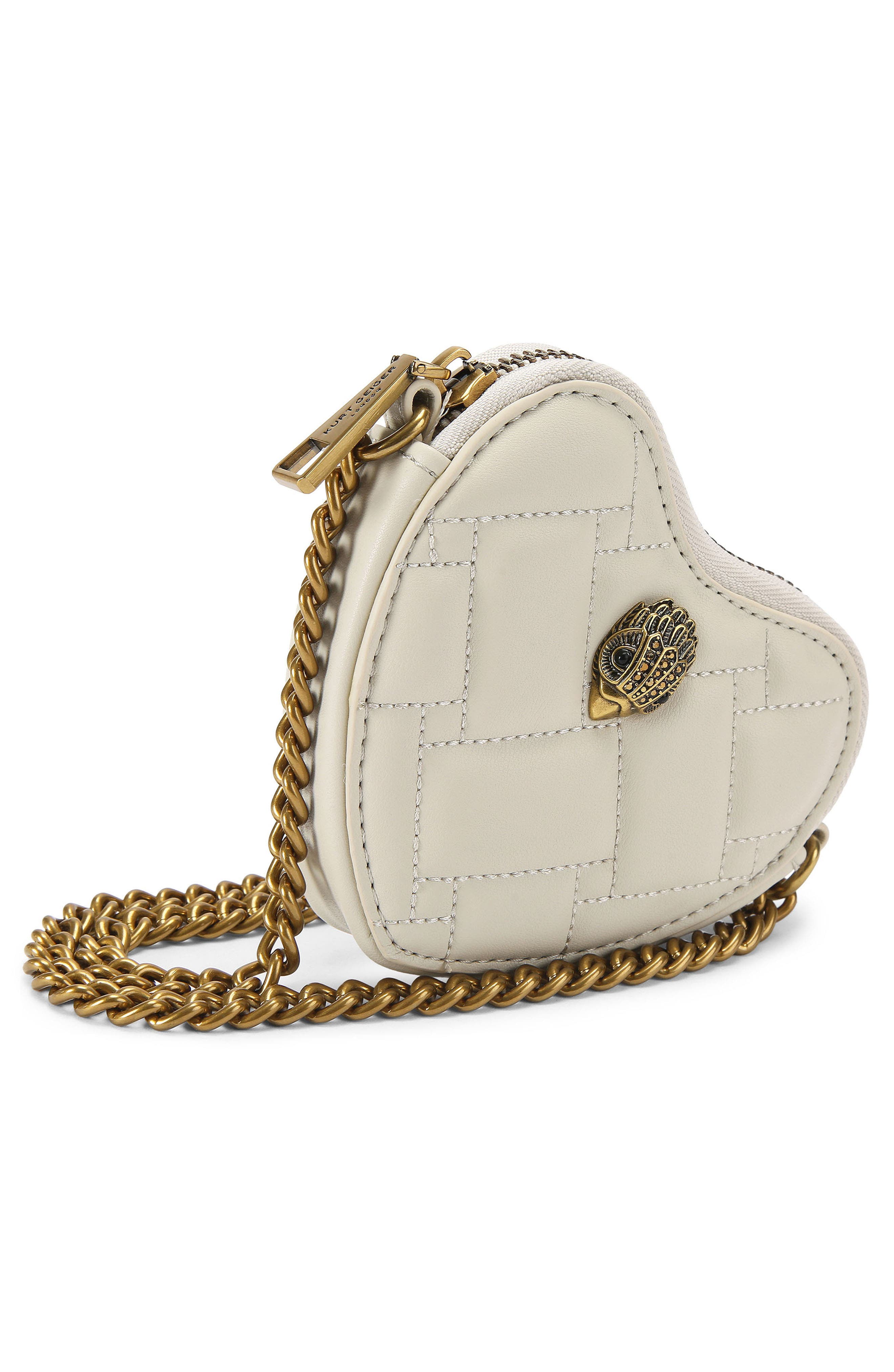 Kurt Geiger London Micro Heart Leather Crossbody Bag, Alternate, color, Natural