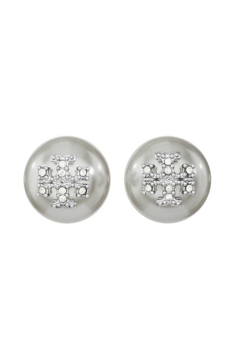 Moondance Pearl and Pavé Stud Earrings