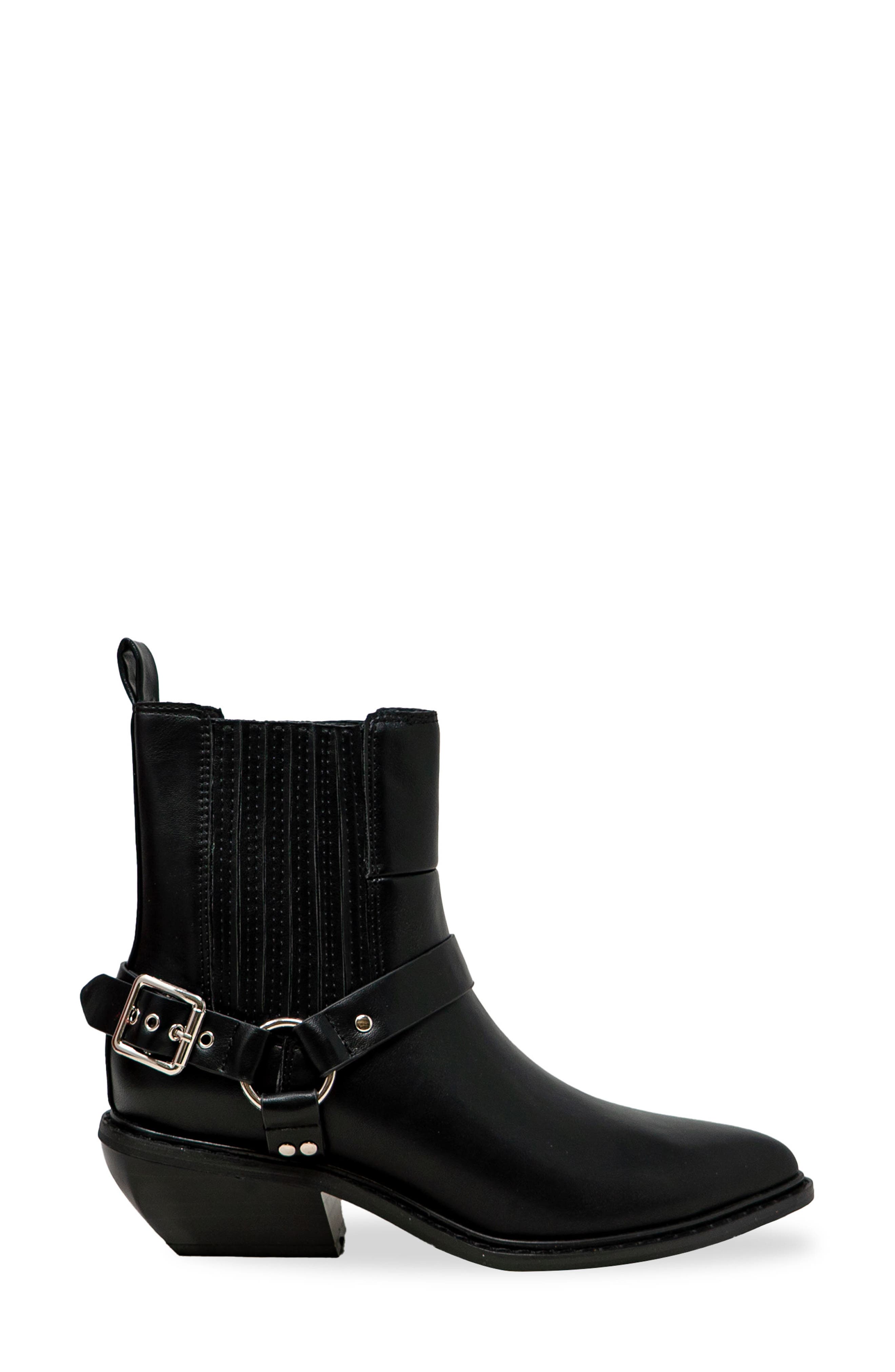 CHASE AND CHLOE Yareli Western Buckle Chelsea Boot, Alternate, color, Black Pu