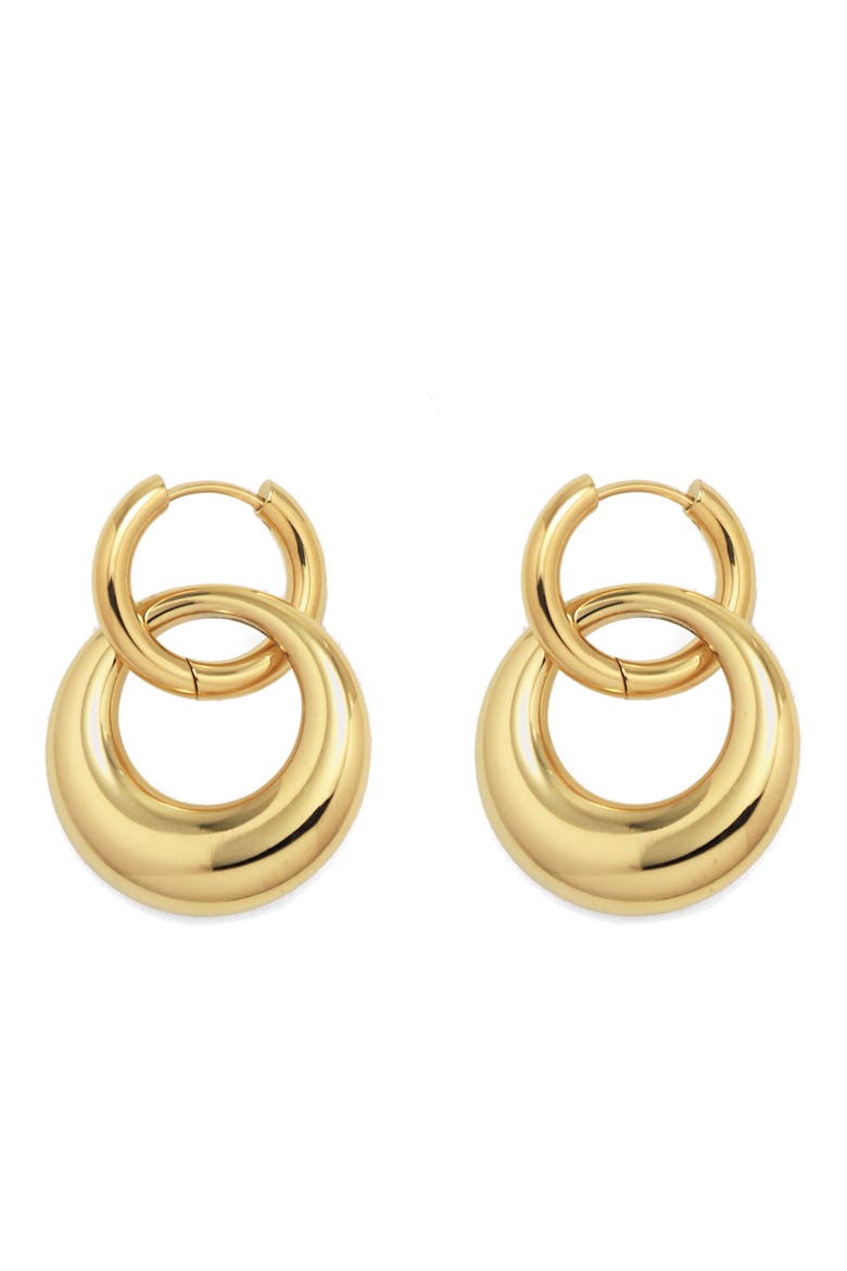 Double Drop Hoop Earrings, Main, color, GOLD