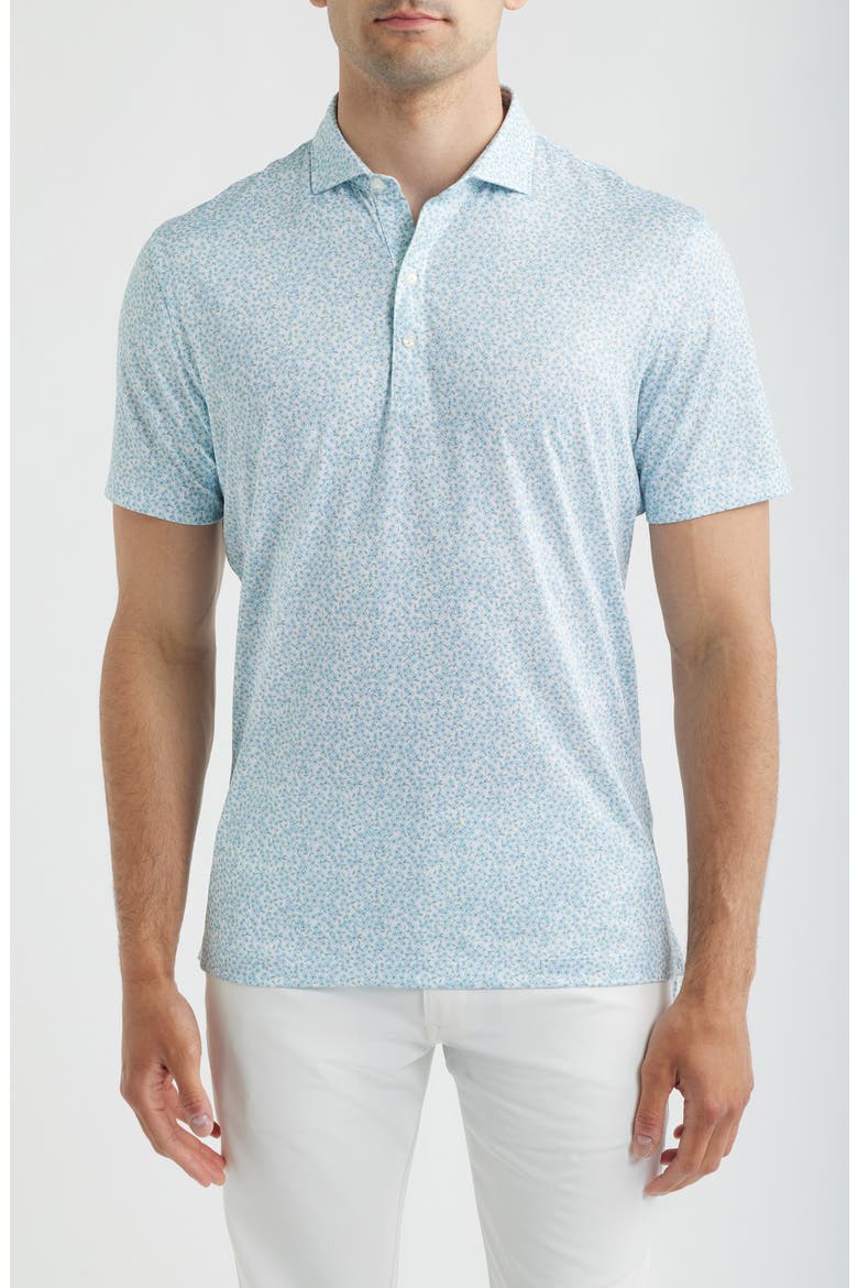 Watercolors Floral Performance Jersey Polo, Main, color, CARBON FIBER