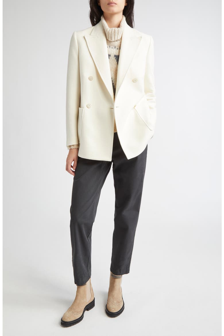 Double Breasted Wool Blazer, Alternate, color, 01 WHITE