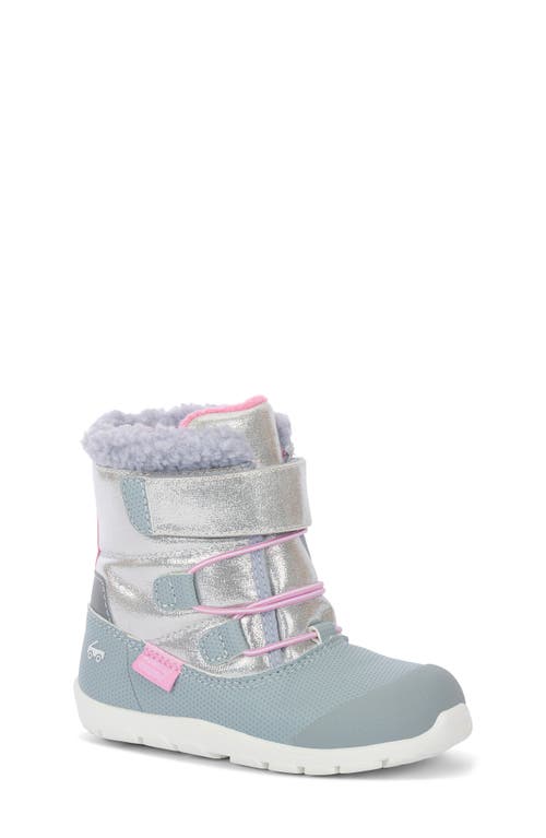 See Kai Run Kids' Gilman Waterproof Snow Boot in Silver Shimmer 