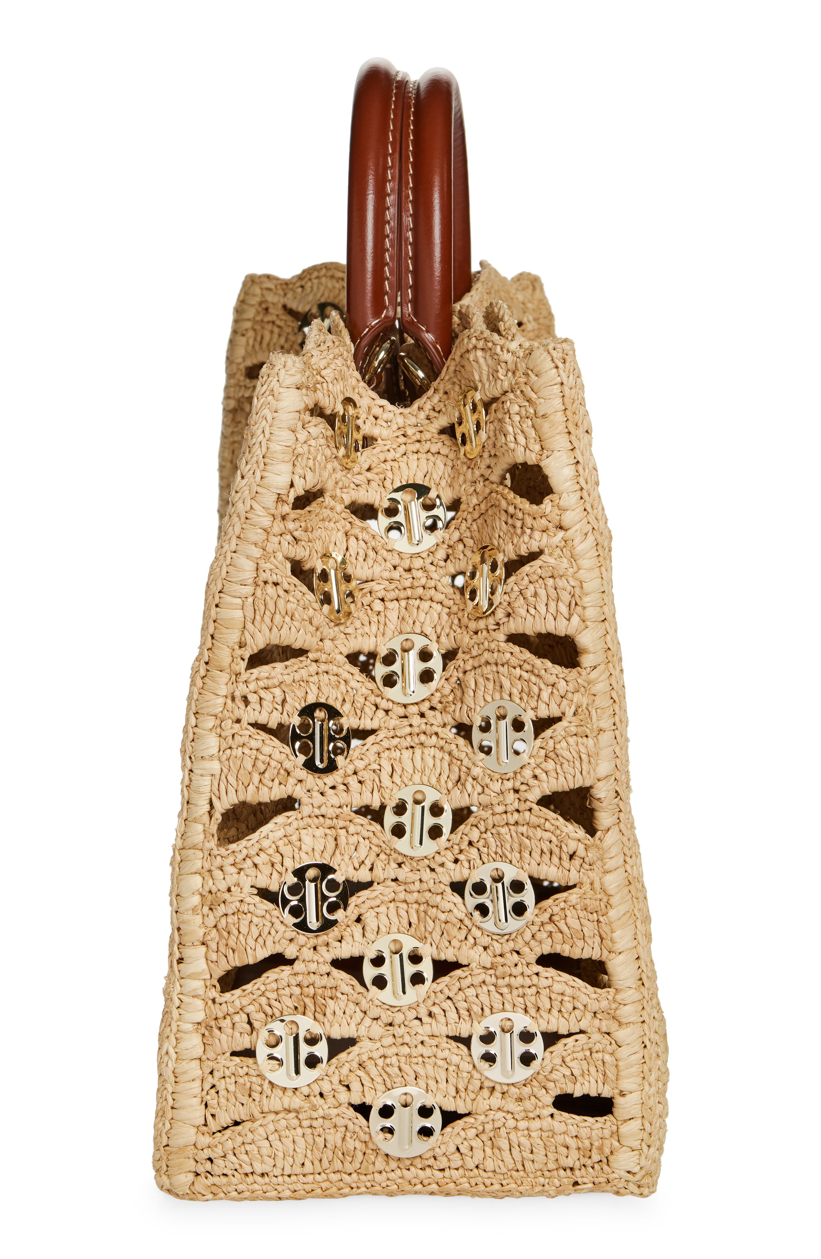 Rabanne Raffia Disc Tote, Alternate, color, Natural / Light Gold