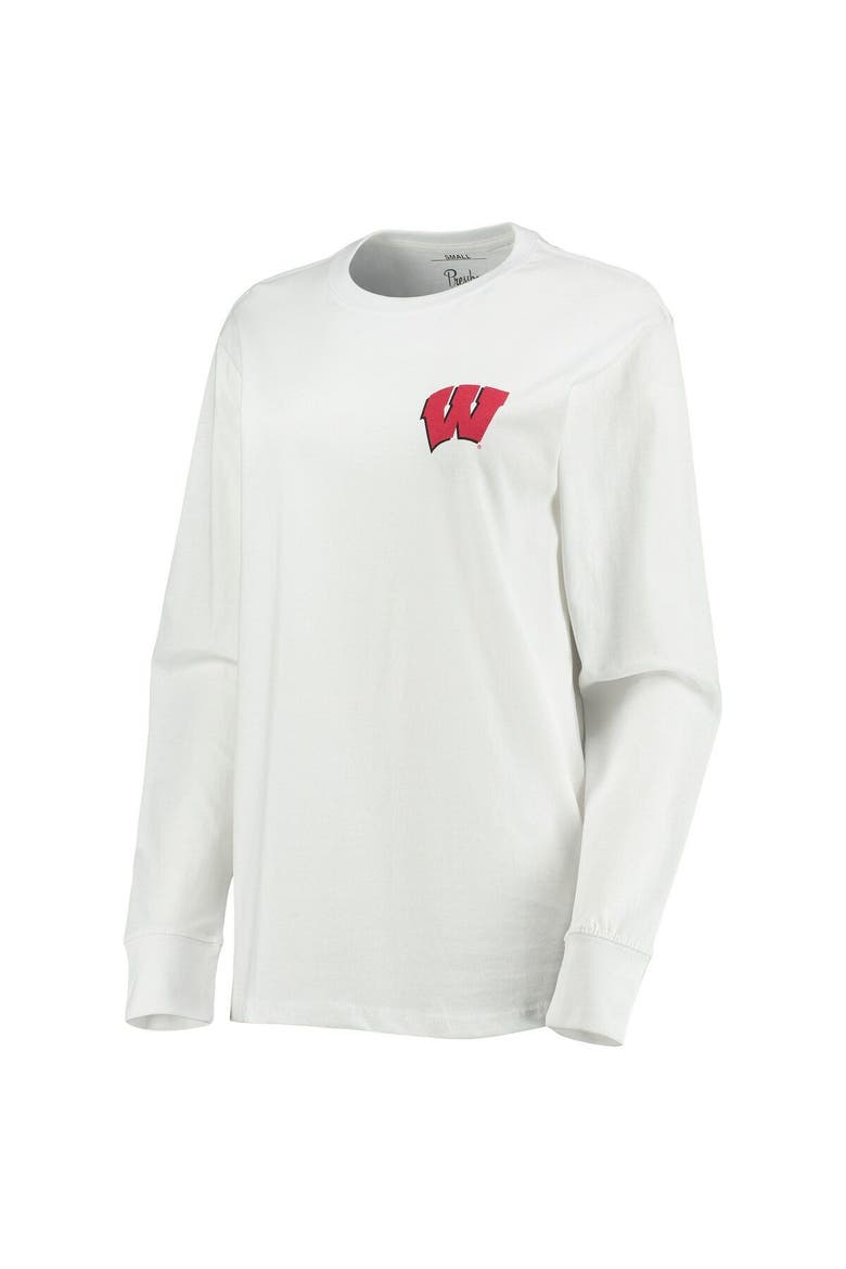 Women's Pressbox White Wisconsin Badgers Traditions Pennant Long Sleeve T-Shirt, Alternate, color, White