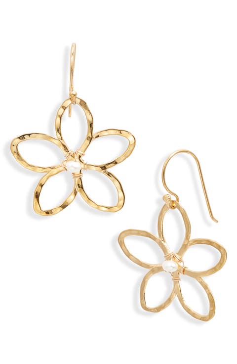 Melia Freshwater Pearl Flower Drop Earrings